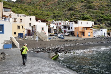 Italie, Sicile, iles Eoliennes, classées Patrimoine Mondial de l'UNESCO, Ile de Salina, port de Rinella