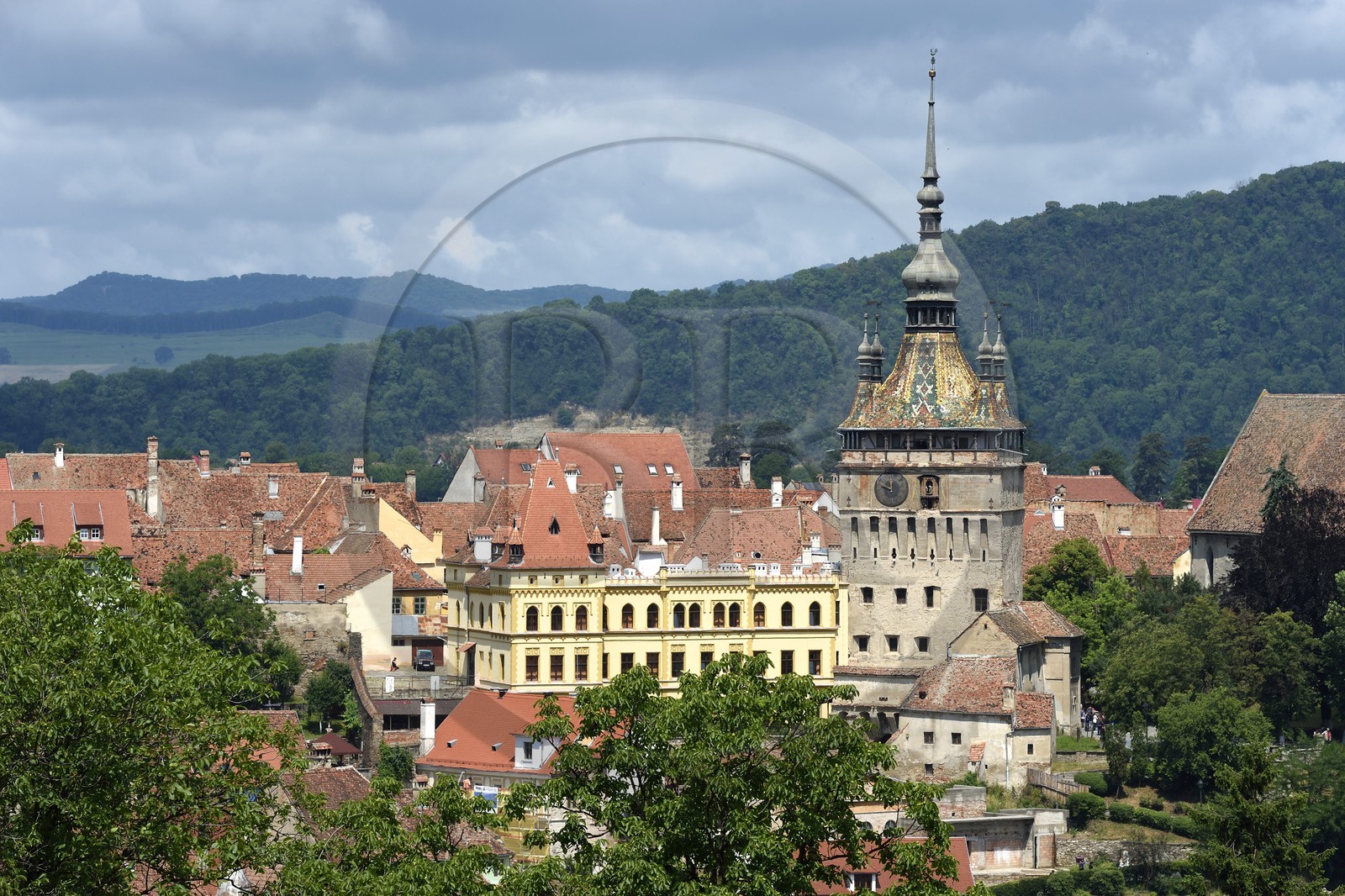 Roumanie, Transylvanie, Sighisoara, fait partie des sept villes fortifiées saxonnes de Transylvanie, classé Patrimoine Mondial de l'UNESCO, Turnul cu ceas (la tour de l'horloge)