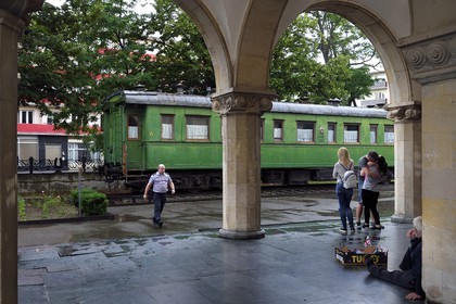 Géorgie, Kartlie intérieure, Gori, ville natale de Joseph Staline, musée Staline, le wagon de chemin de fer Pullman vert personnel de Staline, blindé et pesant 83 tonnes