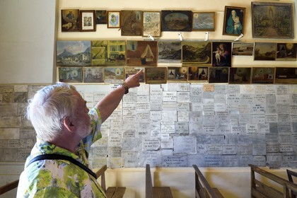 France, Var, Six Fours les Plages, hike in the Cap Sicie massif, the Notre Dame of May chapel, several hundred ex-votos come to testify to the attachment of believers for Notre-Dame-de-Bonne-Garde known as Notre-Dame-du-Mai