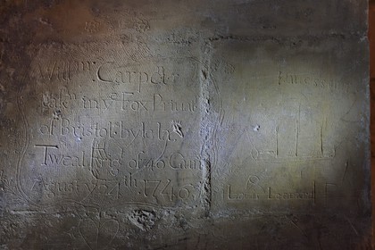 France, Charente-Maritime (17), La Rochelle, la Porte Royale construite entre 1706 et 1723, graffitis de prisonniers anglais dans la salle de garde