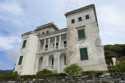 France, Haute-Corse (2B), Cap Corse, Morsiglia, chateau Fantauzzi (Palazzi ou Maison d'Americain) dont le premier propriétaire fit fortune dans les plantations de café de Porto-Rico