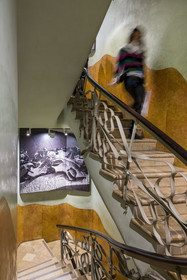 Spain, Catalonia, Barcelona, Eixample district, Passeig de Gracia, Pedrera or Casa Mila (1905-1910) by the Catalan modernist architect Antoni Gaudi, UNESCO World Heritage site, service staircase