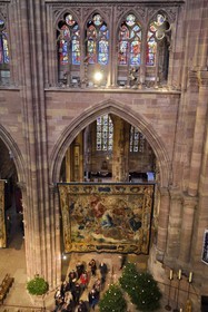 France, Bas Rhin, Strasbourg, old town listed as World Heritage by UNESCO, Notre Dame Cathedral, the Scenes from the Life of the Virgin made at the request of Richelieu are a series of fourteen tapestries hung in the nave during the Advent period, under the triforium