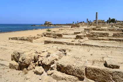 Israël, district d'Haifa, Césarée (Caesarea Maritima), ruines de Césarée, ruines des batiments de l'hippodrome romain