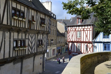 France, Morbihan, Gulf of Morbihan (Golfe du Morbihan), Vannes, half-timbered houses rue Saint Patern and rue Saint Nicolas