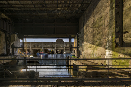 France, Loire Atlantique, Saint Nazaire, the former German submarine bases built during the last world war border the dock of the port of Saint-Nazaire, in the bunker that houses the Espadon submarine