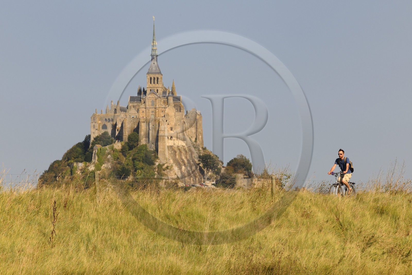 France, Ille et Vilaine, Mont Saint Michel, listed as World Heritage by UNESCO, seen from the sea wall of the polders