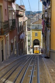 Portugal, Lisbon, Bairro Alto district, Bica funicular, connecting the district of Bairro Alto to the shores of the Tagus