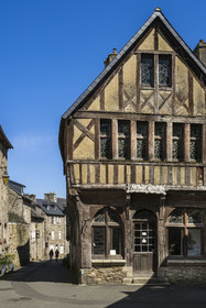 France, Côtes-d'Armor, Tréguier, facade of a half-timbered house typical of Tregor county in rue Ernest Renan