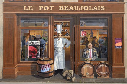France, Rhone, Lyon, historic site listed as World Heritage by UNESCO, Rue de la Martiniere, fresco of the People of Lyon (La Fresque des Lyonnais) carried out by the City of Creation