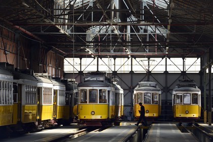 Portugal, Lisbon Alcantara district, the Santo Amaro Depot which houses all Lisbon’s trams