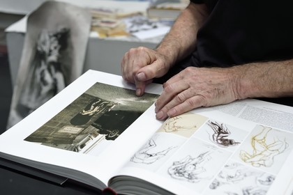 France, Ivry sur Seine, the artist Ernest Pignon-Ernest in his studio