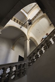 France, Herault, Pezenas, staircase from the Hotel of Loubatières (o Latude mansion) from the 17th century cours (street) Jean Jaures