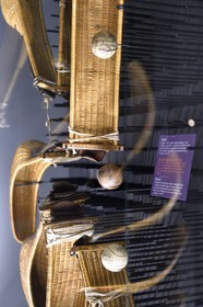 France, Pyrenees Atlantiques, Basque Country, Bayonne, Basque museum, chisteras, curved wicker instrument used to play different forms of Basque pelota