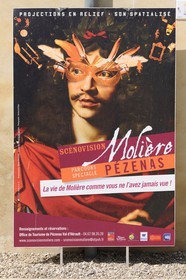 France, Herault, Pezenas, poster of the Molière space