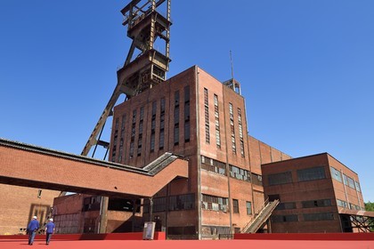 France, Moselle (57), Petite-Rosselle, le musée du carreau Wendel, chevalement du puits Wendel 2 sur le carreau