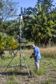 France, Alpes-Maritimes, Antibes, The Botanical Garden of Villa Thuret (attached to INRAE), labeled Jardin Remarquable (Outstanding Garden) and Remarkable Tree, recording and playback of scientific data from sensors attached to trees in the field