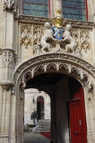 France, Seine Maritime, Rouen, place de la Pucelle, Hôtel de Bourgtheroulde was built in the first half of the sixteenth century by Guillaume Le Roux and presents the joint influences of Gothic and Renaissance style