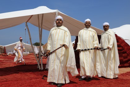 Morocco, Oriental Region, La Reggada traditional dance and music on the beach