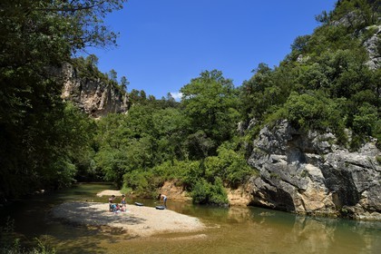 France, Var, Provence Verte, between the villages of Correns and Châteauvert, the gorges of the Vallon Sourn, the river Argens