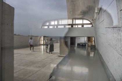 France, Bouches du Rhone, Marseille, architectural work of Le Corbusier, listed as World heritage by UNESCO, the Cité Radieuse by the architect Le Corbusier, MAMO art center created by artist Ora Ito in the former sports hall on the rooftop terrace