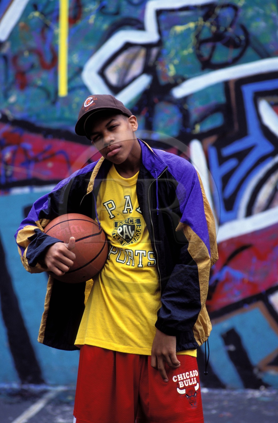 Etats-Unis, New York, Manhattan, Upper West Side, terrain de basket pour jeunes défavorisés