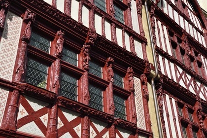 France, Calvados, Caen, half-timbered houses dating from the 16th century located at 52 and 54 rue Saint-Pierre