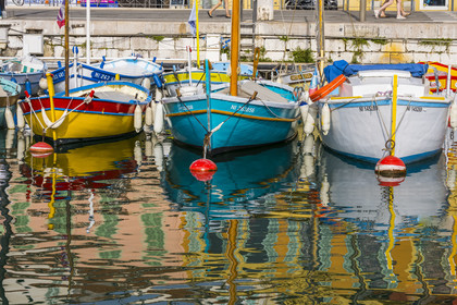 France, Alpes-Maritimes, Nice, listed as World Heritage by UNESCO, the old port or port Lympia, pointu boats which are traditional fishing boats