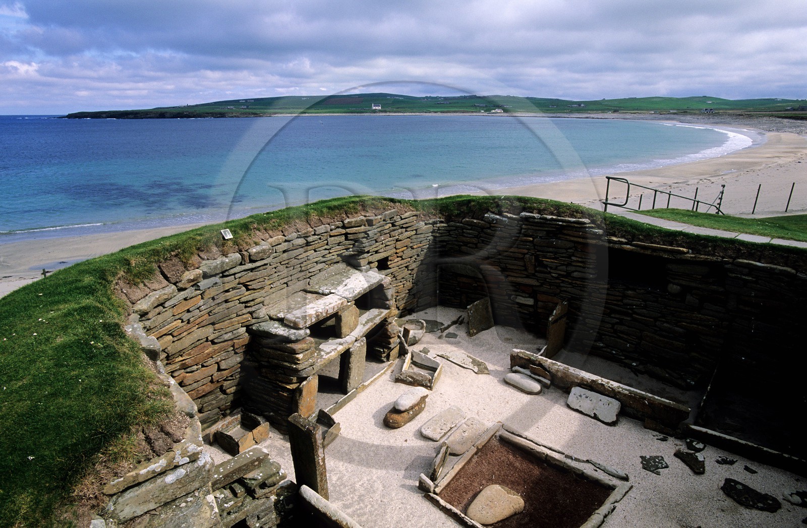 Royaume-Uni, Ecosse, îles Orcades, ruines du village préhistorique de Skara Brae, classées Patrimoine Mondial de l'UNESCO