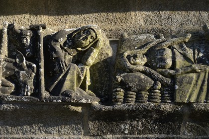 France, Finistère (29), , Saint-Jean-Trolimon, chapelle de Tronoën, détail du calvaire