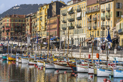 France, Alpes-Maritimes, Nice, listed as World Heritage by UNESCO, the old port or port Lympia, pointu boats which are traditional fishing boats