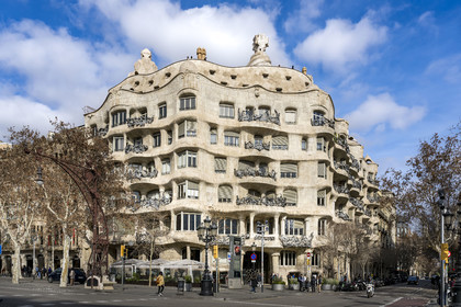 Spain, Catalonia, Barcelona, Eixample district, Passeig de Gracia, Pedrera or Casa Mila (1905-1910) by the Catalan modernist architect Antoni Gaudi, UNESCO World Heritage site