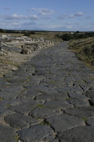Italy, Lazio , Province of Viterbo, Montalto di Castro, ancient Etruscan city of Vulci, remnant of cobbled streets