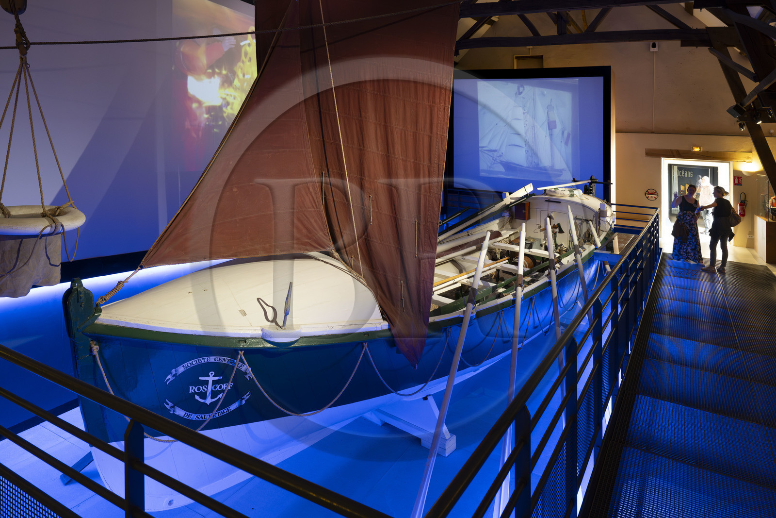 France, Morbihan (56), Port-Louis, la citadelle de Port-Louis, musée national de la Marine, partie consacrée au sauvetage en mer SNSM, canot commandant Philippe de Kerhallet de 1897