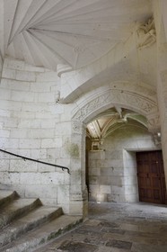 France, Dordogne, Périgord Vert, Villars, Puyguilhem castle, the Grand Staircase