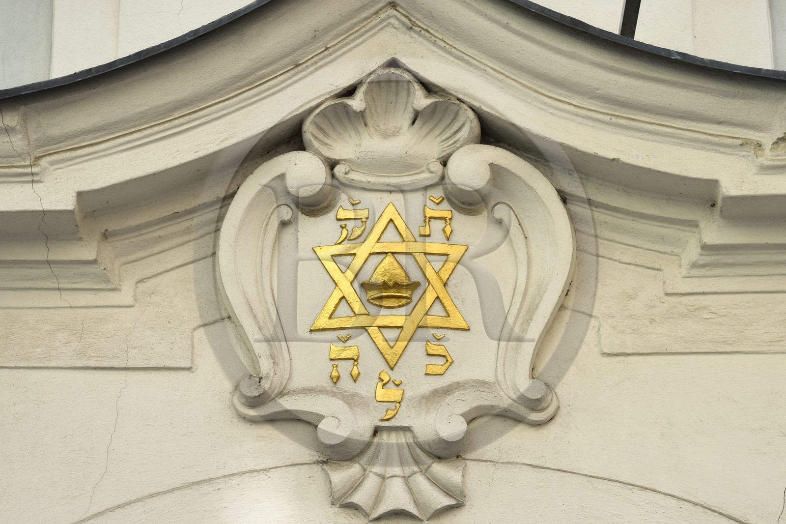Czech Republic, Prague, historical centre listed as World Heritage by UNESCO, Jewish District of Josefov, Star of David on the front of a house