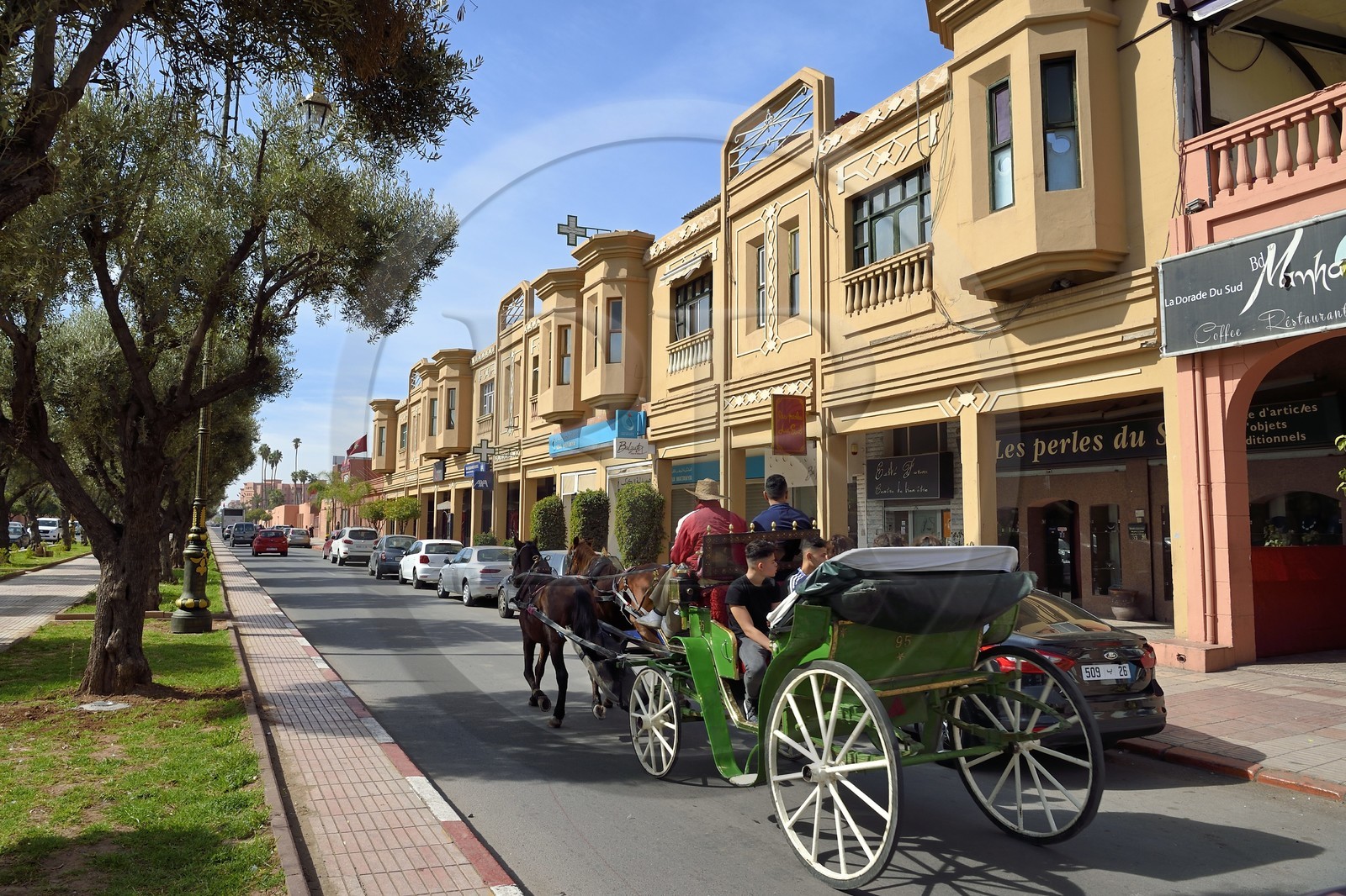 Morocco, High Atlas, Marrakech, Imperial city, Gueliz district in the modern part of the town, Moulay El Hassan street in the quarter built by the French in the 1930s