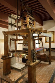 France, Rhone, Lyon, historical site listed as World Heritage by UNESCO, Vieux Lyon (Old Town), Gadagne museums, Historical Museum of Lyon, silk loom developed by Joseph Marie Jacquard called Jacquard loom