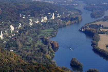 France, Seine-Maritime, Les roches d'Orival (Orival rocks) in the valley of the Seine river south of Rouen (aerial view)