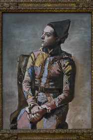 Switzerland, Basel, the Kunstmuseum Basel Hauptbau (Art Museum) from 1936,Seated Harlequin, 1923 by Pablo Picasso