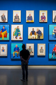 France, Paris, Bois de Boulogne, the Louis Vuitton Foundation by architect Frank Gehry, David Hockney exhibition 25, portraits of family members and friends