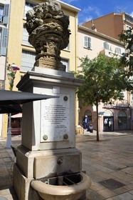 France, Var, Toulon, the Fontaine du Panier on the Cours Lafayette with a text from Jean Cocteau