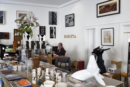 Czech Republic, Prague, historical centre listed as World Heritage by UNESCO, Stare Mesto District, House of the Black Madonna cubist building by architect Josef Gocar on Ovocny square that hosts the Kubista shop