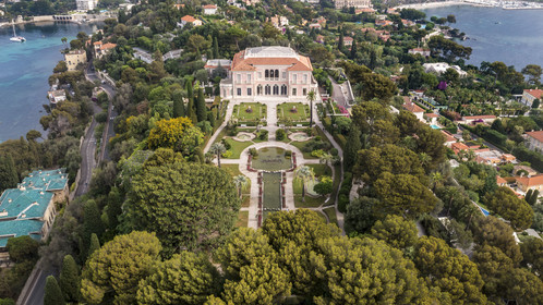 France, Alpes-Maritimes (06), Saint Jean Cap Ferrat, Villa et Jardins Ephrussi de Rothschild (vue aérienne)