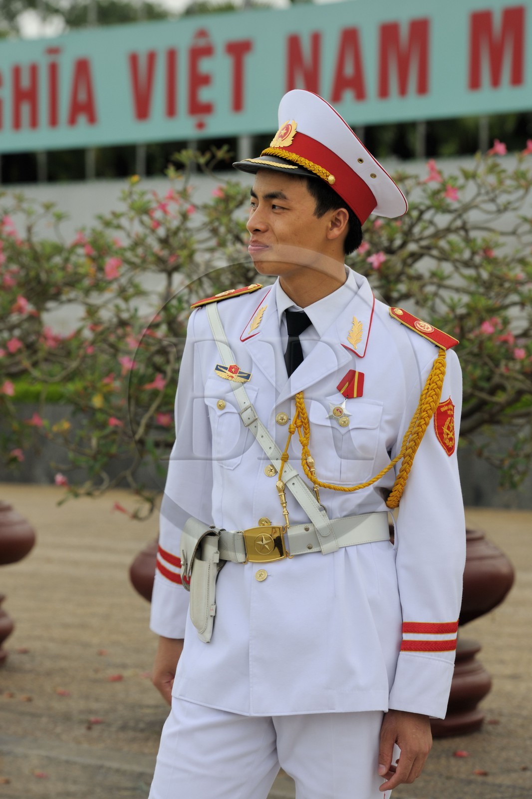 Vietnam, Hanoï, mausolée de Ho Chi Minh, la garde spéciale affectée au mausolée