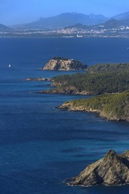 France, Var, Corniche des Maures, Bormes les Mimosas, Brégancon Fort (aerial view)
