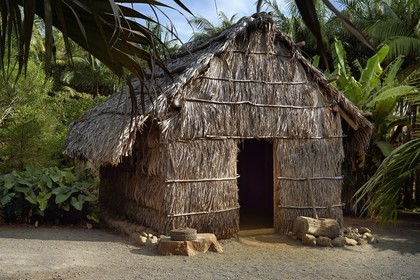 France, Ile de la Reunion, Saint Pierre, Jardin Botanique du Domaine du Café Grillé, reconstitution d'une case réunionnaise traditionnelle