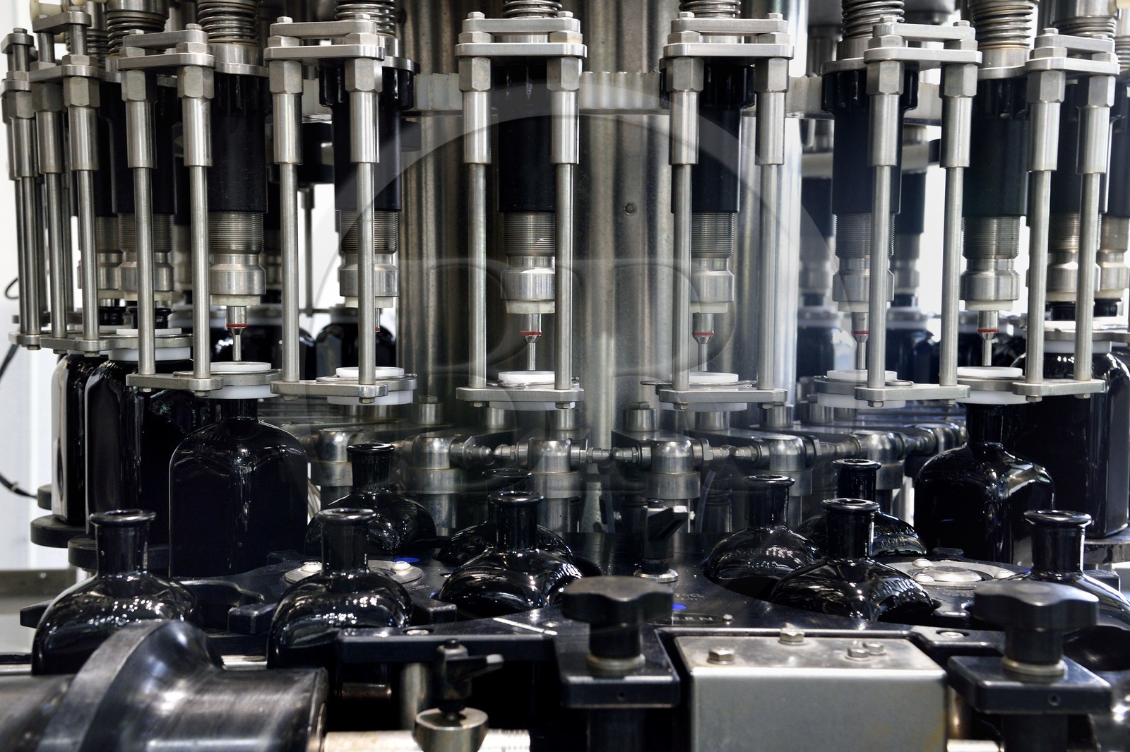 France, Ile de la Reunion, Saint Pierre, domaine de la distillerie Isautier, usine d'embouteillage et d'étiquetage, mise en bouteille de 70cl de rhum arrangé