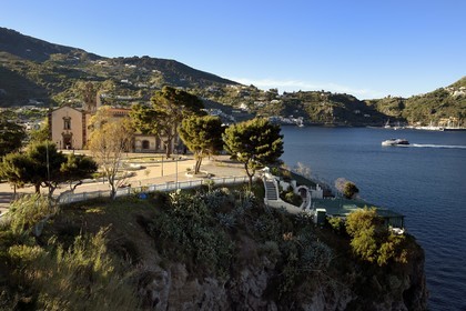 Italy, Sicily, Aeolian Islands, listed as World Heritage by UNESCO, Lipari Island, Lipari, Piazza Giuseppe Mazzini, Liberty Lines Fast Ferries arrival